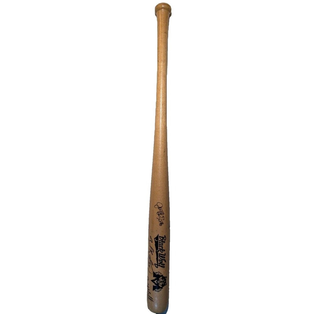 Madison Hatters  Black Wolf   signed Mini Wood Baseball Bat